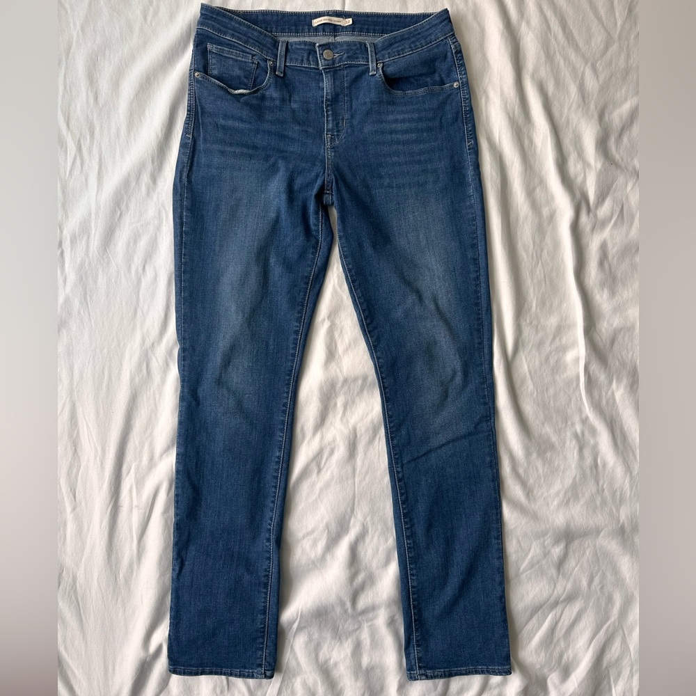 Levi’s Classic Mid Rise Skinny Jeans Size 12L W31 L32 Blue Stretch Denim